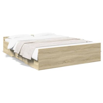 Рамка за легло с чекмедже дъб сонома 140x200 см инженерно дърво