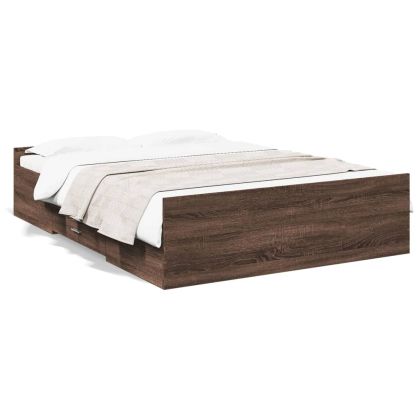 Рамка за легло с чекмедже кафяв дъб 120x200 см инженерно дърво