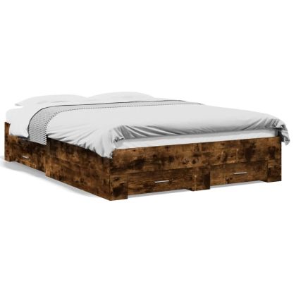 Рамка за легло с чекмедже опушен дъб 120x190 см инженерно дърво