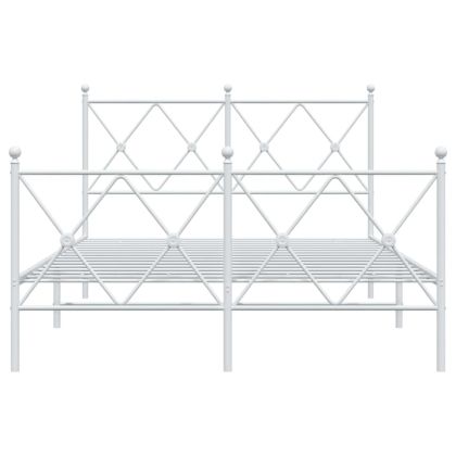 Метална рамка за легло с горна и долна табла, бяла, 120x200 см