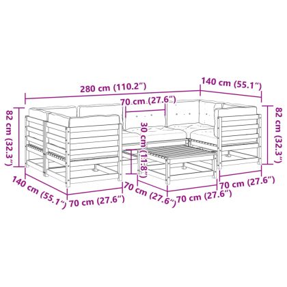 Градински комплект с възглавници, 7 части, восъчнокафяв