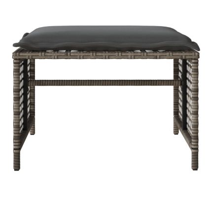 Градински диван с възглавници от 4 части сив полиратан стъкло