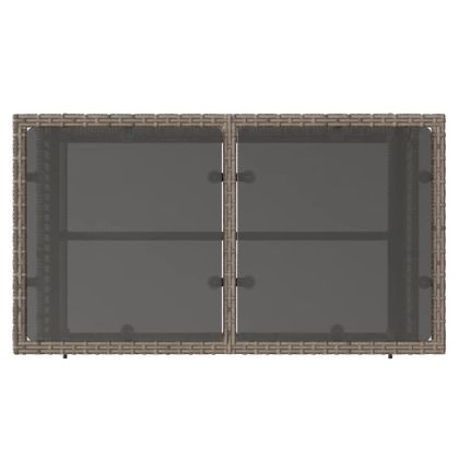 Градински диван с възглавници от 4 части сив полиратан стъкло