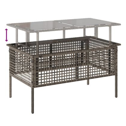 Градински диван с възглавници от 4 части сив полиратан стъкло