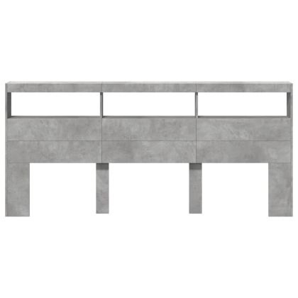 Табла шкаф с LED, бетонно сив, 220x17x102 см