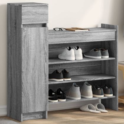 Шкаф за обувки, сив сонома, 100,5x28x100 см, инженерно дърво