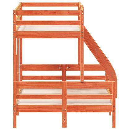 Двуетажно легло, 90x200/120x200 см, восъчнокафяво, бор масив
