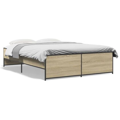 Рамка за легло, дъб сонома, 140x190 см, инженерно дърво и метал