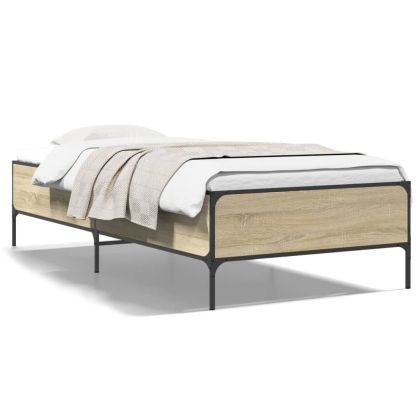 Рамка за легло, дъб сонома, 75x190 см, инженерно дърво и метал