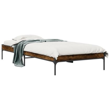 Рамка за легло, опушен дъб, 75x190 см, инженерно дърво и метал