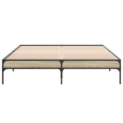 Рамка за легло, дъб сонома, 160x200 см, инженерно дърво и метал