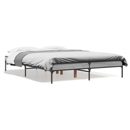 Рамка за легло, сив сонома, 140x190 см, инженерно дърво и метал