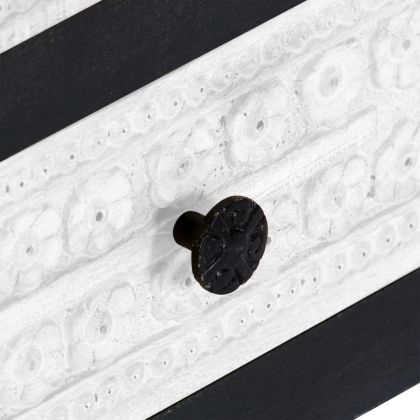 Ръчно резбован ТВ шкаф, сиво и бяло, 120x30x40 см, манго масив