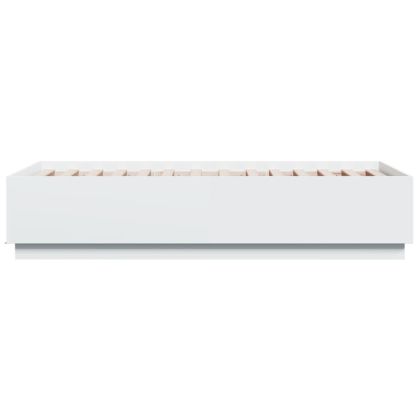 Рамка за легло с LED осветление бяла 75x190 см инженерно дърво