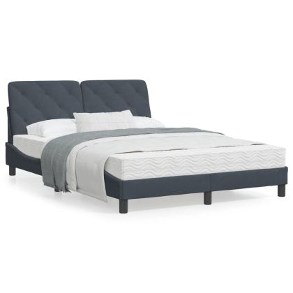 Рамка за легло с табла, тъмносива, 140x190 см, кадифе
