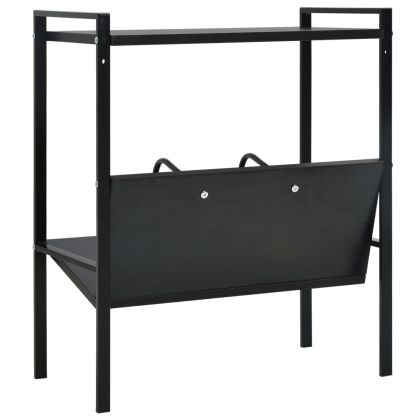 Библиотека с 2 рафта, черна, 52x28x59 см, инженерно дърво