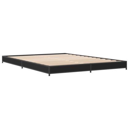 Рамка за легло, черна, 135x190 см, инженерно дърво и метал