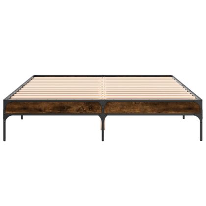 Рамка за легло, опушен дъб, 140x200 см, инженерно дърво и метал