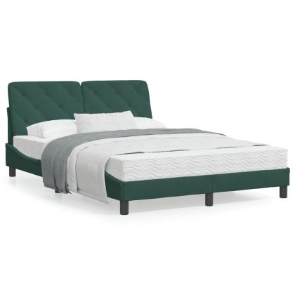 Легло с матрак, тъмнозелено, 120x200 см, кадифе