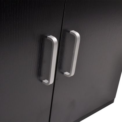 Комплект мебели за баня от 3 части и мивка, черен цвят