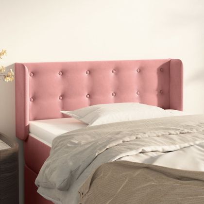 Горна табла за легло, розова, 83x16x78/88 см, кадифе