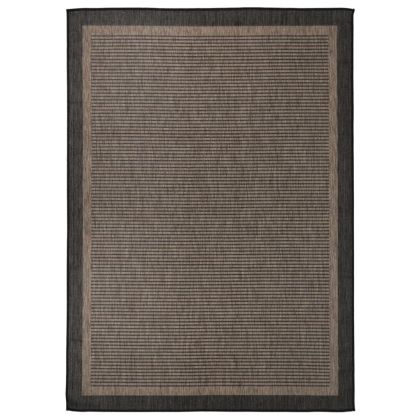 Градински плоскотъкан килим, 120x170 см, тъмнокафяв