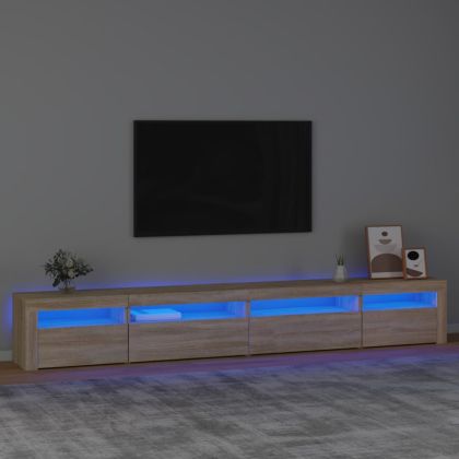 ТВ шкаф с LED осветление, дъб сонома, 270x35x40 см