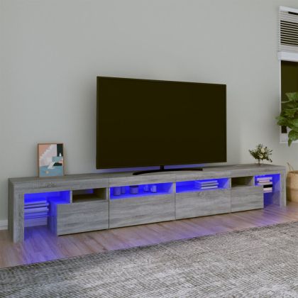 ТВ шкаф с LED осветление, сив сонома, 260x36,5x40 см