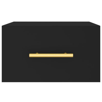 Нощно шкафче за стенен монтаж, черно, 35x35x20 см