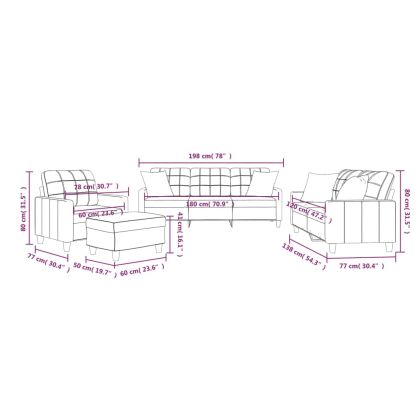 Комплект дивани от 4 части с възглавници сив изкуствена кожа