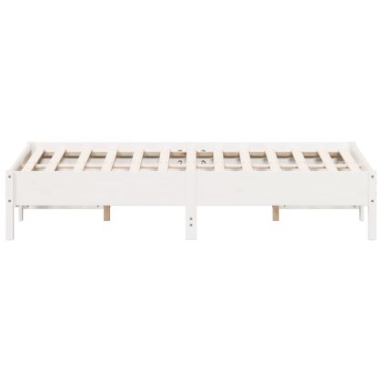 Рамка за легло без матрак, бял, 120x190 см, борово дърво масив