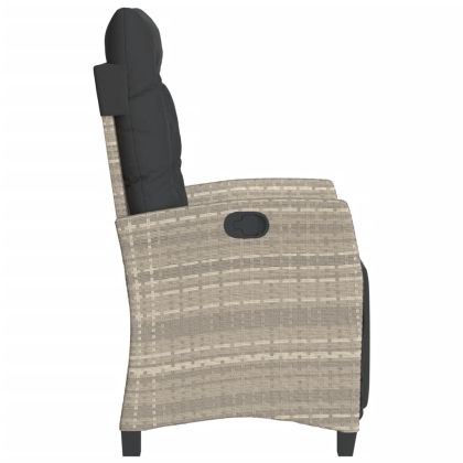 Накланящи градински столове с подложка 2 бр светлосив полиратан