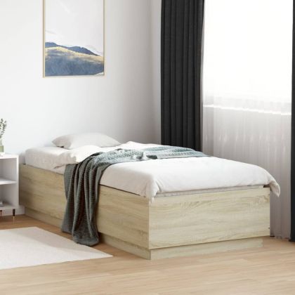 Рамка за легло, дъб сонома, 90x200 см, масивно дърво