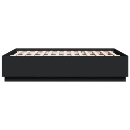 Рамка за легло, черна, 140x190 см, инженерно дърво