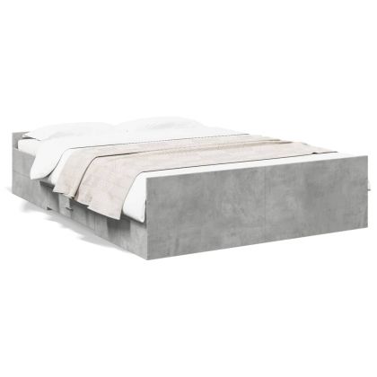 Рамка за легло с чекмеджета, бетонно сива, 120x200 см