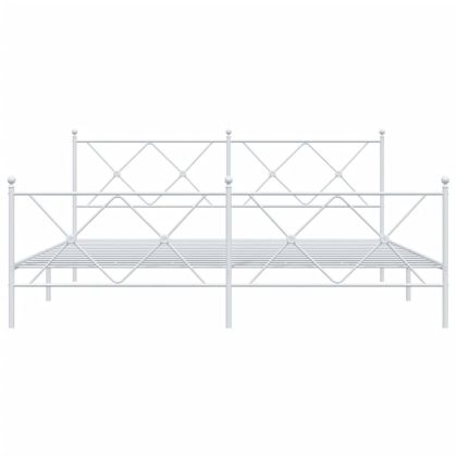 Метална рамка за легло с горна и долна табла, бяла, 183x213 см