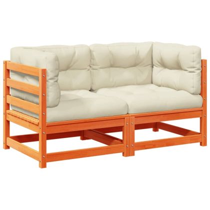 Градински комплект с възглавници, 2 части, восъчнокафяв