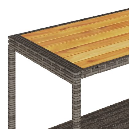 Бар количка 3 нива сив полиратан и масивна акация