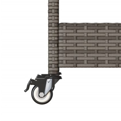 Бар количка 3 нива сив полиратан и масивна акация