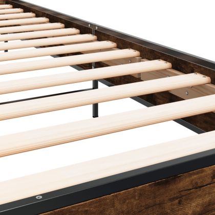 Рамка за легло, опушен дъб, 100x200 см, инженерно дърво и метал