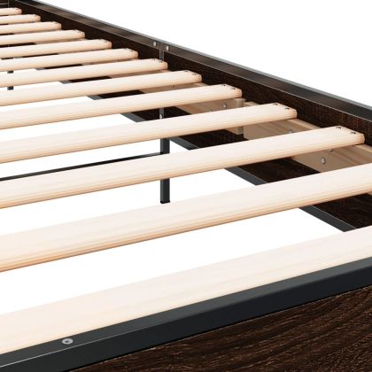 Рамка за легло, кафяв дъб, 100x200 см, инженерно дърво и метал