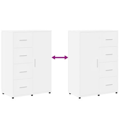 Сайдборд, бял, 60x31x84 см, инженерно дърво