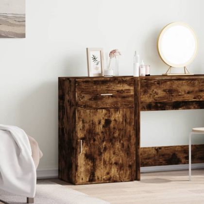 Шкаф за съхранение, опушен дъб, 56,5x39x90 см, инженерно дърво