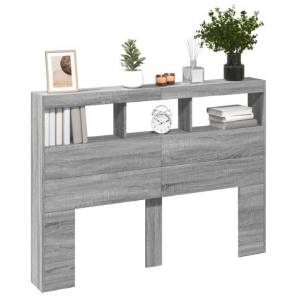 Табла шкаф с LED, сив сонома, 140x17x102 см