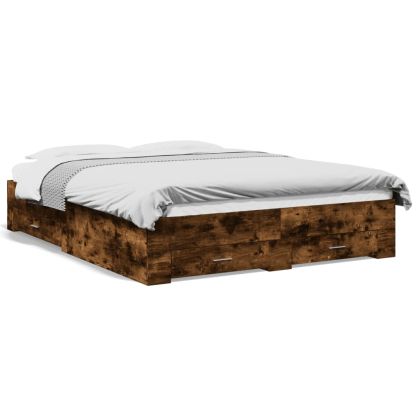 Рамка за легло с чекмедже опушен дъб 160x200 см инженерно дърво