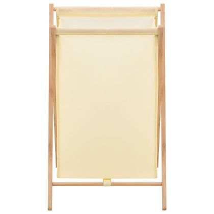 Кош за пране, кедрово дърво и плат, бежово, 42x41x64 см