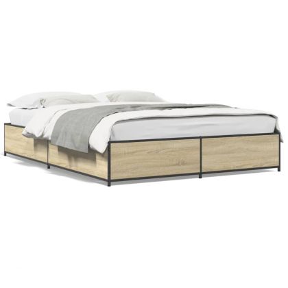 Рамка за легло, дъб сонома, 120x190 см, инженерно дърво и метал