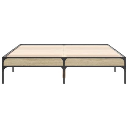 Рамка за легло, дъб сонома, 140x190 см, инженерно дърво и метал