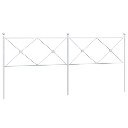 Метална табла за глава, бяла, 193 см