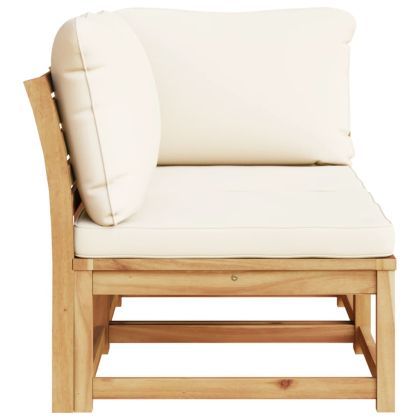 Градински лаундж комплект с възглавници, 2 части, масив акация